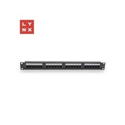 LYNX 19" patch panel 24-port, UTP Cat5e, 50µ, nestíněný, černý