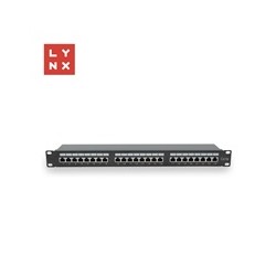 LYNX 19" patch panel 24-port, FTP Cat5e, 50µ, stíněný, černý