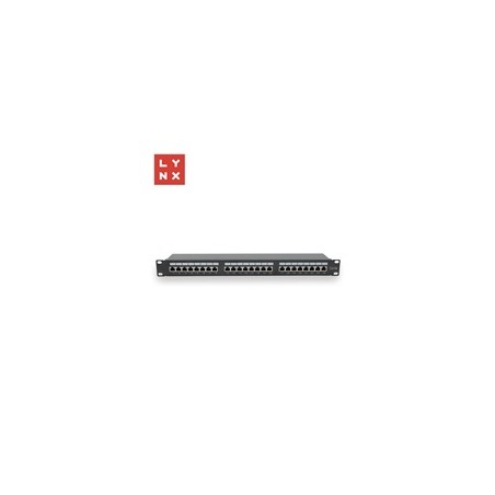 LYNX 19" patch panel 24-port, FTP Cat5e, 50µ, stíněný, černý