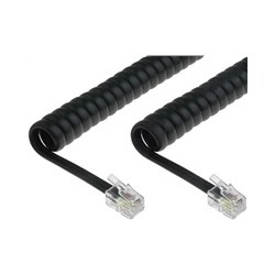 Telefonní šňůra kroucená - 2xRJ10 4p4c, 2m, černá