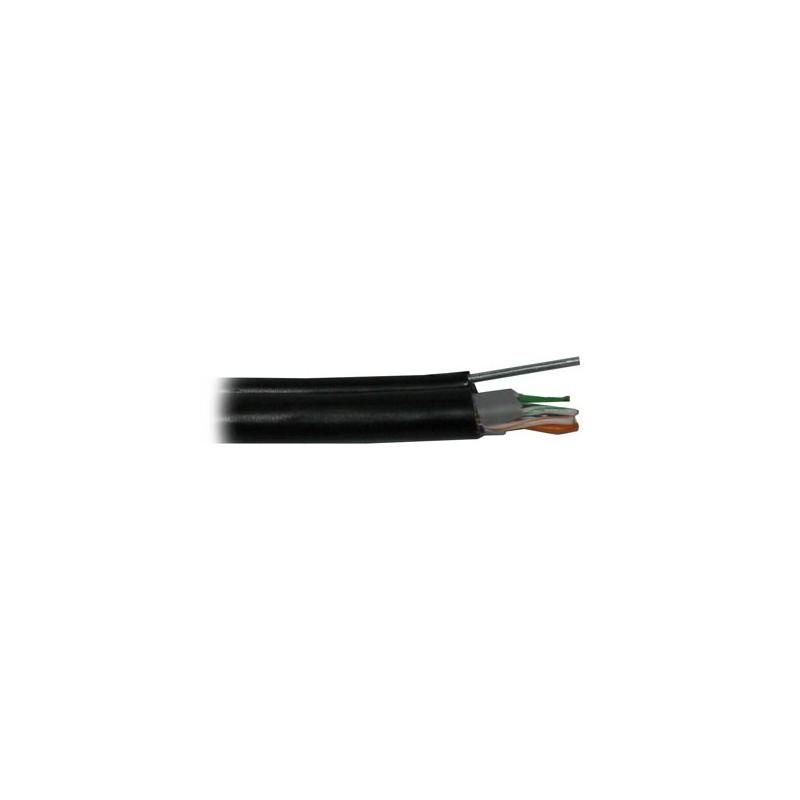 UTP kabel PlanetElite s nosným lankem, Cat5E, drát, venkovní PE, černý, 305m