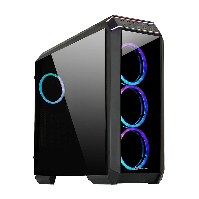 CHIEFTEC skříň STALLION II, ATX, 1x USB-C 3.2, 2x USB 3.1, 1x USB 2.0, 4x 120mm RGB Fan, černá