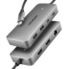 AXAGON HMC-CUB83X2, USB 10Gbps hub, 2x USB-A, USB-C, HDMI & DP 4k/144Hz, RJ-45 GLAN, PD 100W, kabel USB-C 15cm