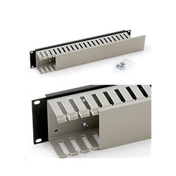 19" vyvazovací panel 2U jednostranná plastová lišta, šedá