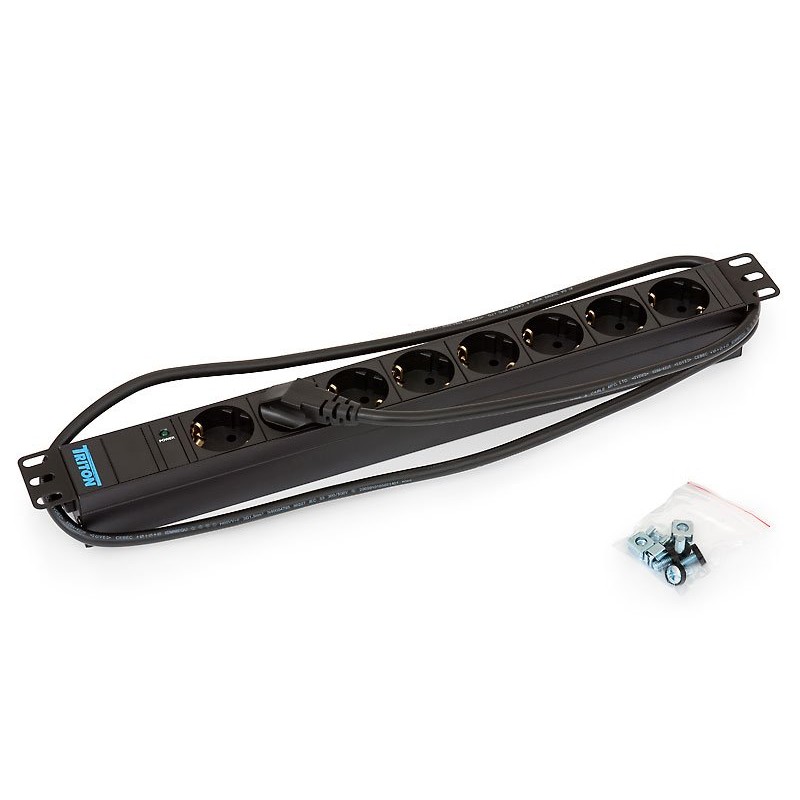 TRITON 19" rozvodný panel 8x230V ČSN - 2m, černý