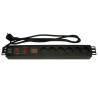 19'' rozvodný panel XtendLan 6x 230V, ČSN, vypínač, nadproudová ochrana, 16A, měření spotřeby, kabel 1,8m, 1,5U