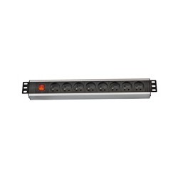 19" rozvodný panel LEXI-Net 8x230V, ČSN, vypínač, indikátor napětí, kabel 3m, 1U