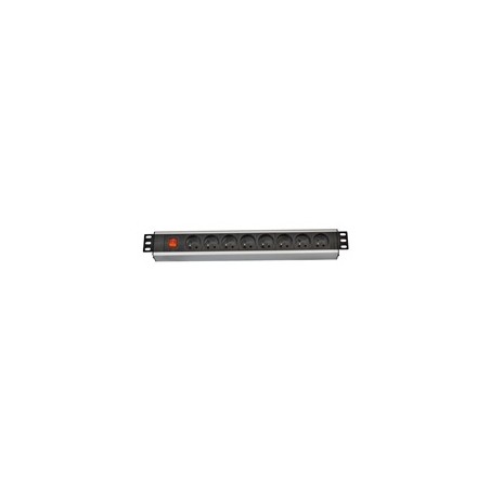 19" rozvodný panel LEXI-Net 8x230V, ČSN, vypínač, indikátor napětí, kabel 3m, 1U