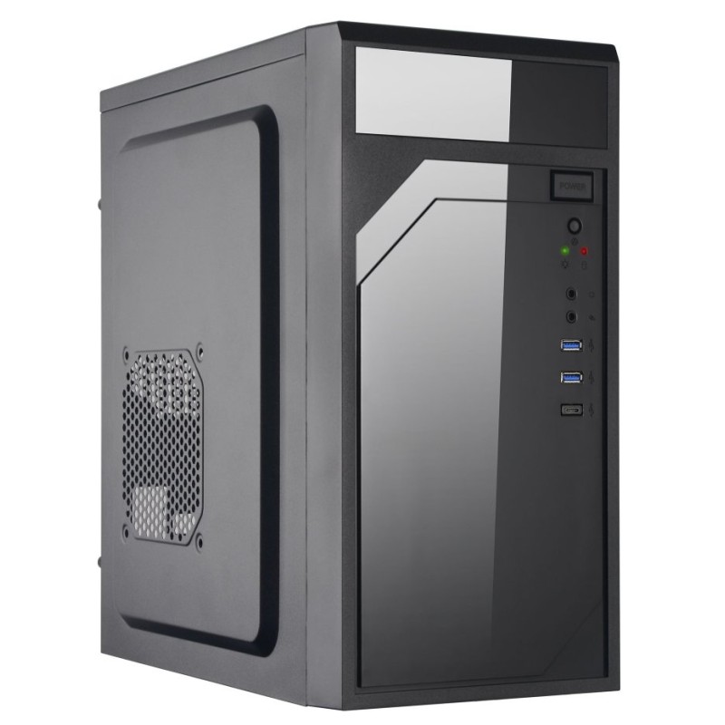 EUROCASE skříň ML M6-590B, Mini Tower, 1xUSB-C, 2x USB 3.0, 2x audio, černá