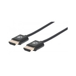 MANHATTAN Ultra-thin High Speed HDMI Cable with Ethernet, HEC, ARC, 3D, 4K, HDMI Male to Male, Shielded, Black, 0,5m