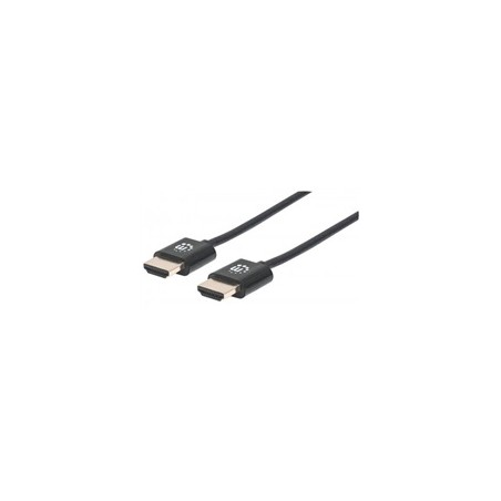 MANHATTAN Ultra-thin High Speed HDMI Cable with Ethernet, HEC, ARC, 3D, 4K, HDMI Male to Male, Shielded, Black, 0,5m