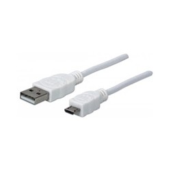 MANHATTAN Kabel propojovací USB 2.0 A Male / Micro-B Male, 1m, bílý