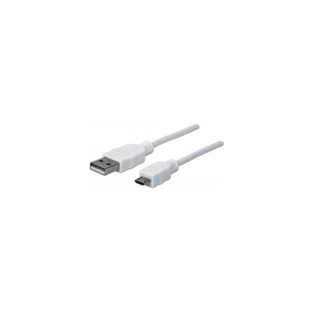 MANHATTAN Kabel propojovací USB 2.0 A Male / Micro-B Male, 1m, bílý