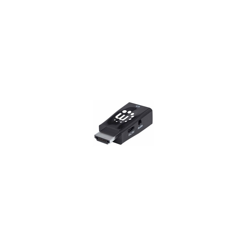 Manhattan adaptér HDMI na VGA, Micro Converter, HDMI Male na VGA Female, audio, černá