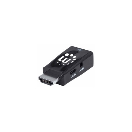 Manhattan adaptér HDMI na VGA, Micro Converter, HDMI Male na VGA Female, audio, černá