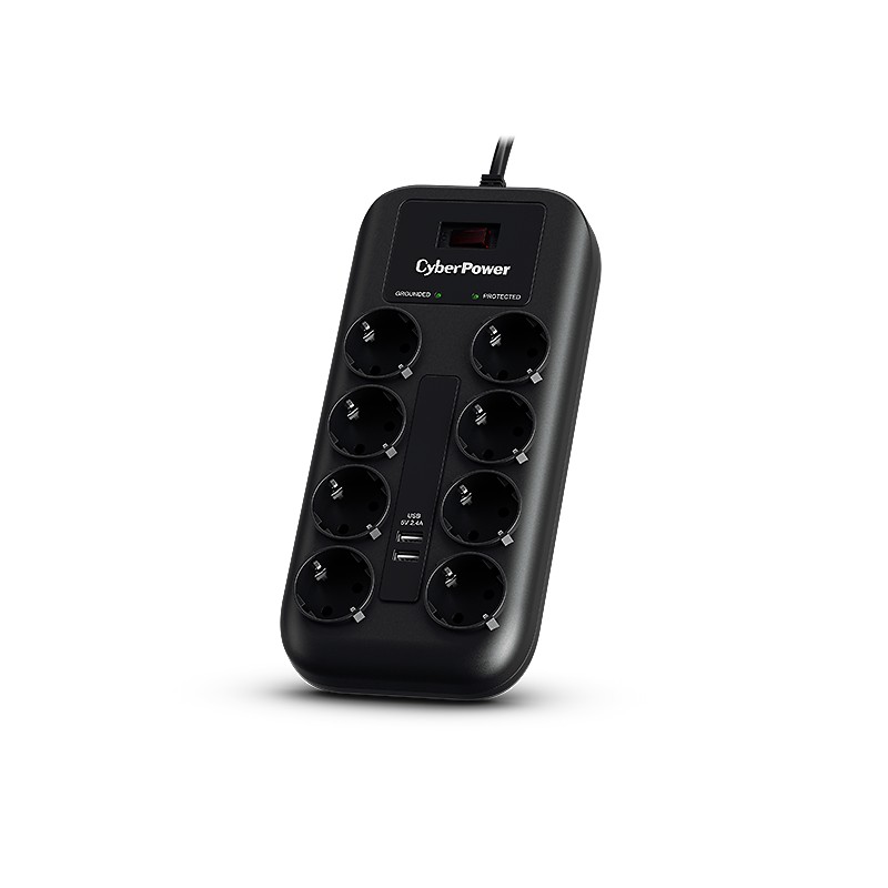 CyberPower Surge Buster™ 8 zásuvek, 2xUSB, 1.8m, German, New