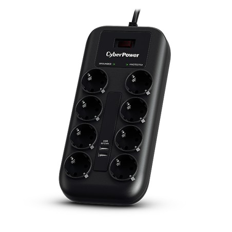 CyberPower Surge Buster™ 8 zásuvek, 2xUSB, 1.8m, German, New