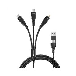 CONNECT IT Nabíjecí kabel Wirez 6v1, USB-C/USB, Lightning + 2x USB-C, 1.25m, černá
