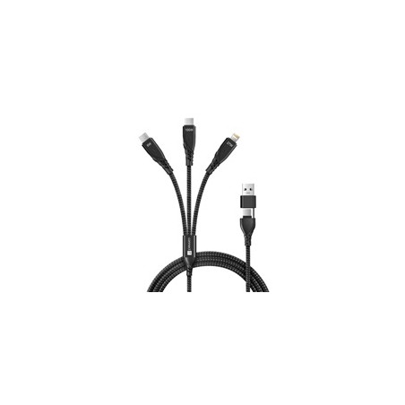 CONNECT IT Nabíjecí kabel Wirez 6v1, USB-C/USB, Lightning + 2x USB-C, 1.25m, černá