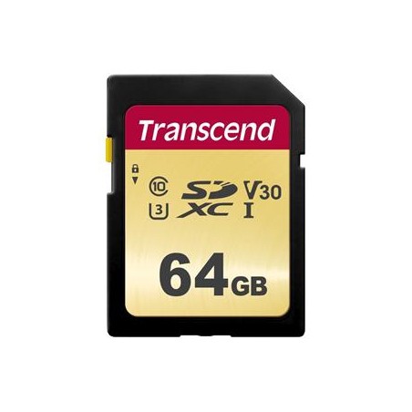 TRANSCEND SDXC karta 64GB 500S, UHS-I U3 V30 (R:95/W:50 MB/s)