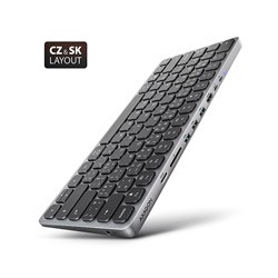 AXAGON HMC-KB-CS, USB 5Gbps hub s CZ/SK klávesnicí, HDMI 4K/60Hz, 3x USB-A, SD/mSD, audio, PD 100W, kabel USB-C 60cm
