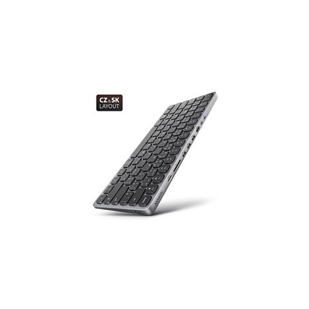 AXAGON HMC-KB-CS, USB 5Gbps hub s CZ/SK klávesnicí, HDMI 4K/60Hz, 3x USB-A, SD/mSD, audio, PD 100W, kabel USB-C 60cm