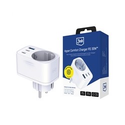 3mk síťová nabíječka Comfort Charger GaN 30W, bílá
