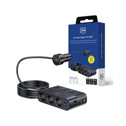 3mk Car Power Splitter 120W PD QC PPS USB 3A1C3 Socket Black