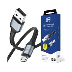 3mk kabel Hyper Cable N-SERIES A to Micro 1m 5V/2.4A 12W White / Black
