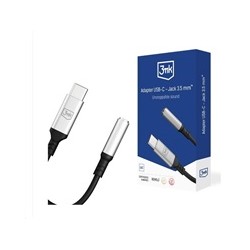 3mk adaptér USB-C/Jack 3,5mm (samice) 0,15m, černo-stříbrná