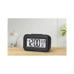 WG - Budík s vnitřním teploměrem WG DigiTherm Alarm, černá
