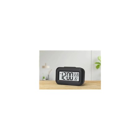 WG - Budík s vnitřním teploměrem WG DigiTherm Alarm, černá
