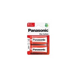 PANASONIC Zinkouhlíkové baterie Red Zinc R20RZ/2BP EU D 1,5V (Blistr 2ks)