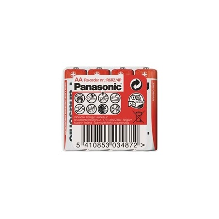 PANASONIC Zinkouhlíkové baterie Red Zinc R6RZ/4P AA 1,5V (shrink 4ks)