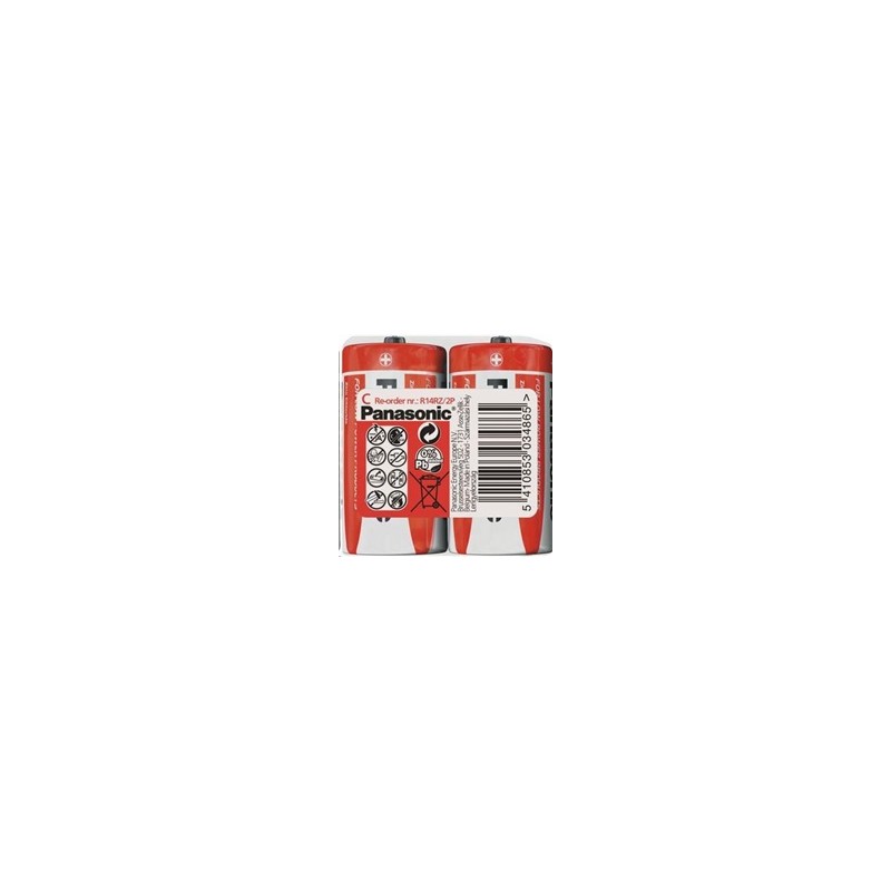 PANASONIC Zinkouhlíkové baterie Red Zinc R14RZ/2P C 1,5V (shrink 2ks)
