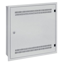 Solarix rozvaděč LC-18 do zdi s lištami 2U, 4U a 11U, 550x550 šedá RAL7035 s rámečkem k zazdění