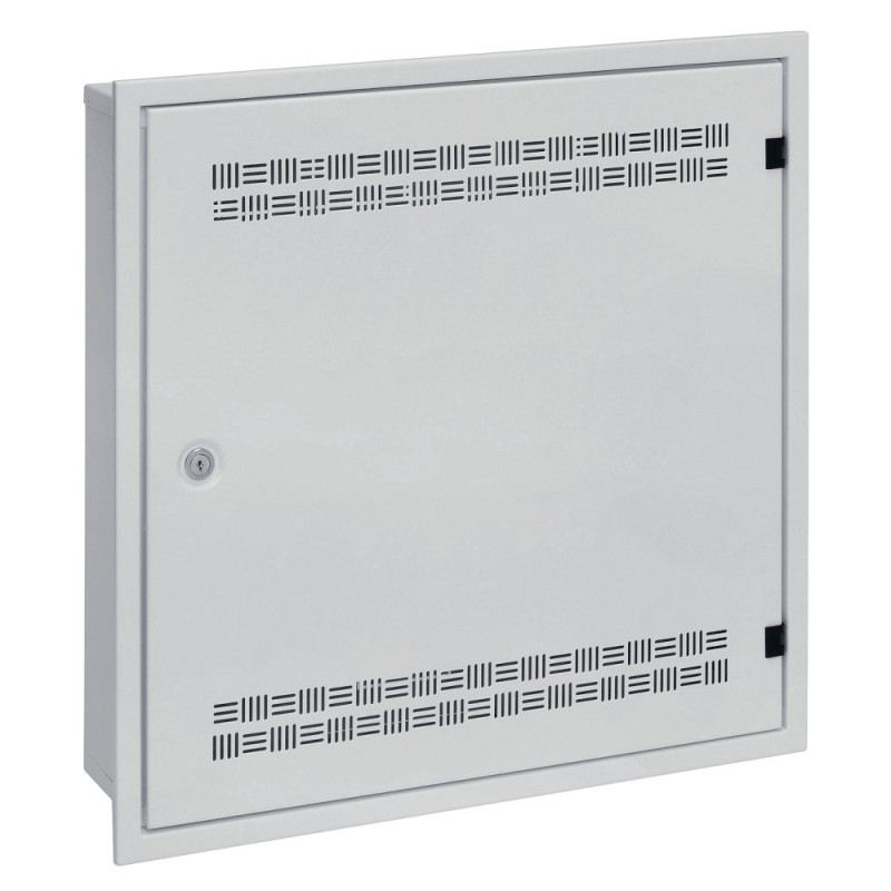 Solarix rozvaděč LC-18 do zdi s lištami 2U, 4U a 11U, 550x550 šedá RAL7035 s rámečkem k zazdění
