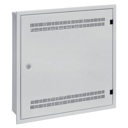 Solarix rozvaděč LC-18 do zdi s lištami 2U, 4U a 11U, 550x550 šedá RAL7035 s rámečkem k zazdění