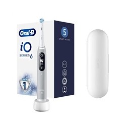 Oral-B iO Series 6 Grey Opal elektrický zubní kartáček, magnetický, 5 režimů, tlakový senzor, AI, pouzdro