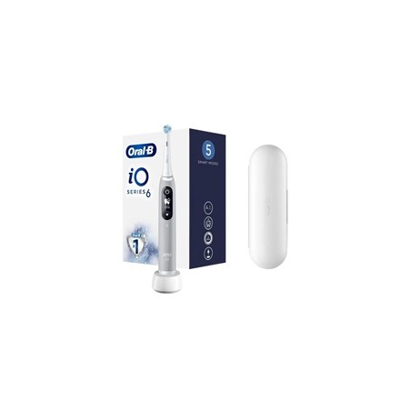 Oral-B iO Series 6 Grey Opal elektrický zubní kartáček, magnetický, 5 režimů, tlakový senzor, AI, pouzdro