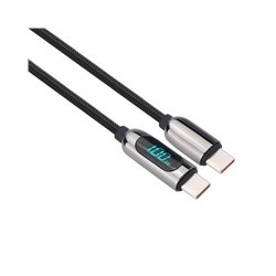 Solight USB-C kabel s displejem, USB-C konektor - USB-C konektor, 100W, 1m