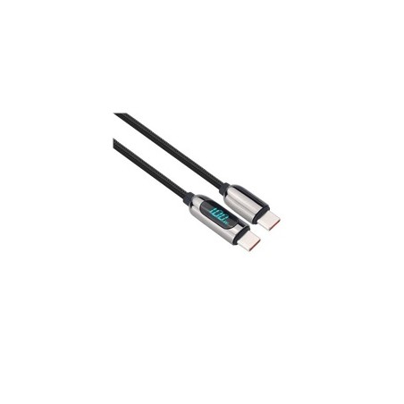 Solight USB-C kabel s displejem, USB-C konektor - USB-C konektor, 100W, 1m
