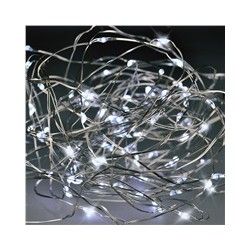Solight vánoční řetěz stříbrný, 50x mini LED, 5m, 3 x AA, studené světlo