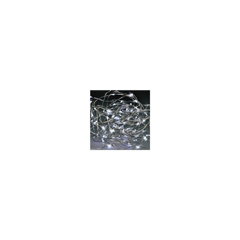 Solight vánoční řetěz stříbrný, 50x mini LED, 5m, 3 x AA, studené světlo