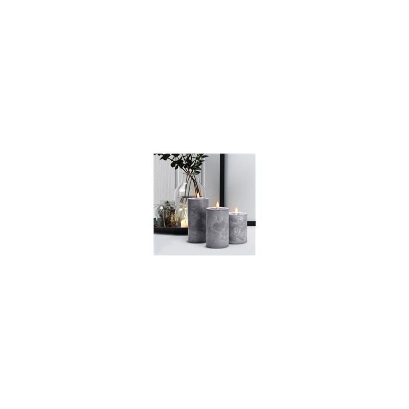Solight sada LED svíček s časovačem, 3x svíčka, 10/13/15cm, šedá, 2xAA