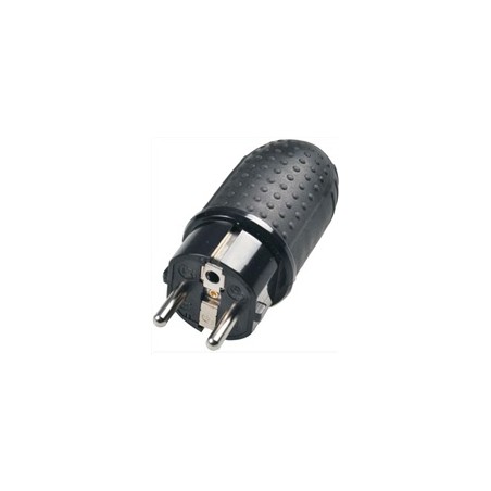 Solight zástrčka gumová do vlhka, přímá, IP44, černá