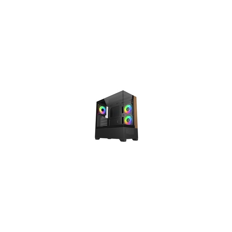Cooler Master case Elite 690 Wood, ATX, Průhledná bočnice, 3x 120mm ARGB Fan, Černá