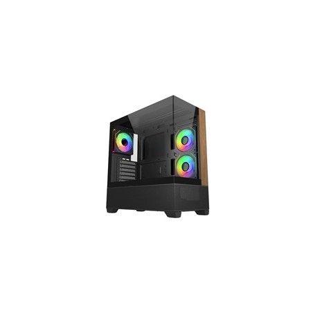 Cooler Master case Elite 690 Wood, ATX, Průhledná bočnice, 3x 120mm ARGB Fan, Černá