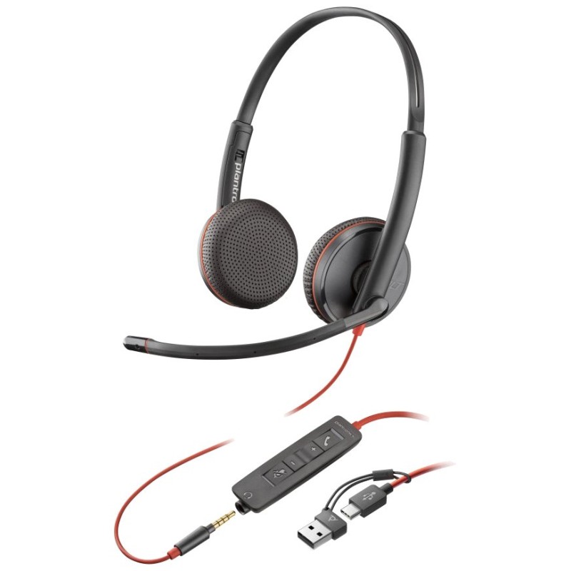 Poly Blackwire 3225 náhlavní souprava, 3.5 mm jack + USB-C/A adaptér, stereo (bulk)