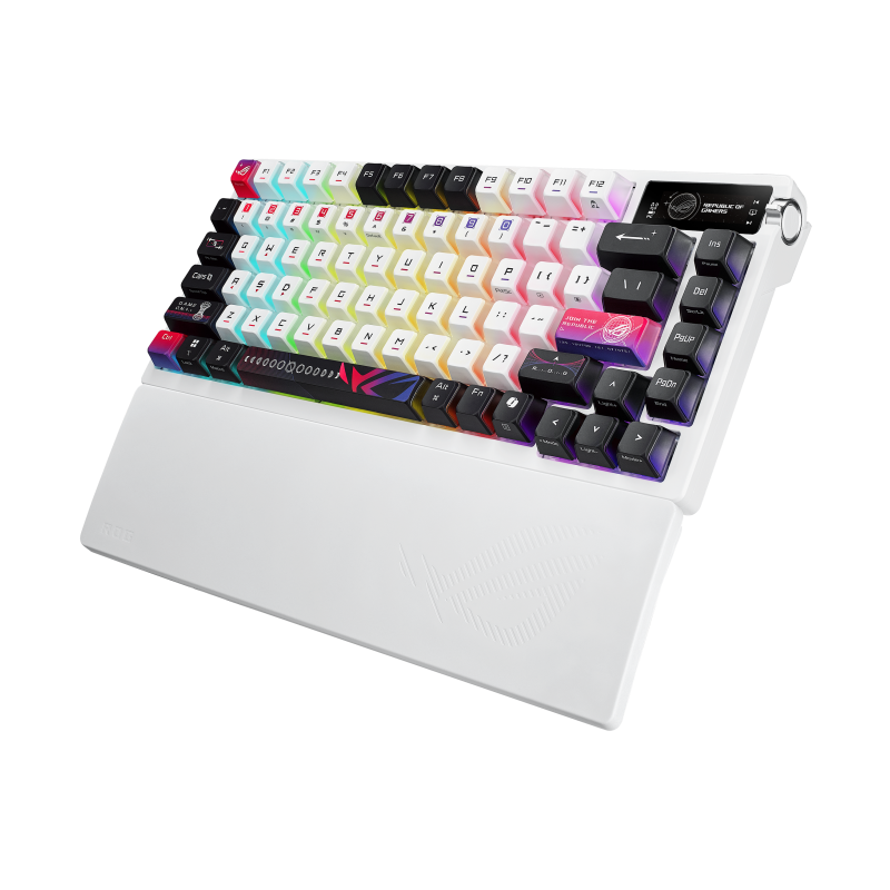 ASUS Klávesnice ROG Azoth X, Mechanická, Bezdrátová BT, RF 2.4GHz, US, bílá